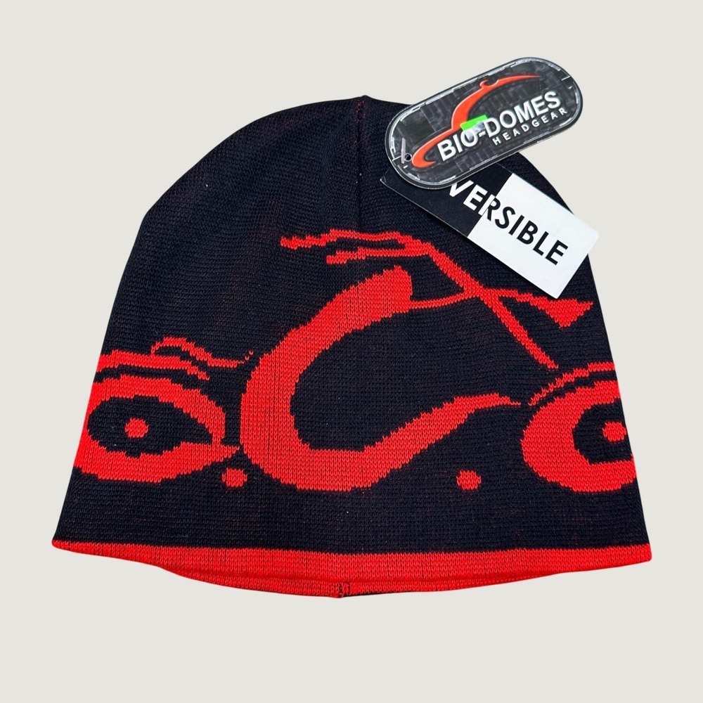 Bio-Domes OCC Reversible Beanie Hat Black Red Motorcycle Biker 4004 OCC NEW